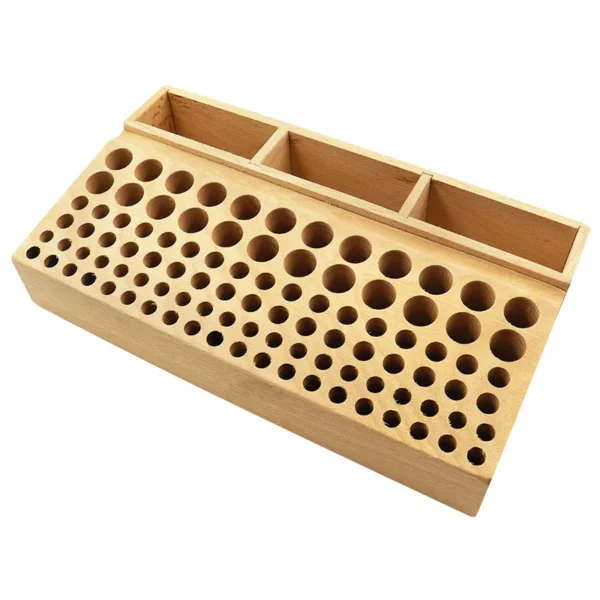 QJH Handwork Tools Holder Box 46/98 Holes Organizer Wooden Rack for Leather Craft Punches Stand Carving tools Drill Bits Storage - Image 9