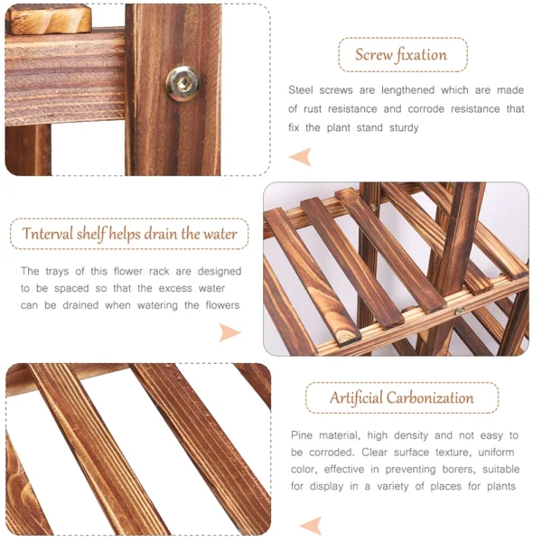 6 Tiered Wood Plant Flower Stand Shelf Planter Pots Shelves Rack Holder Display for Multiple Plants Indoor Outdoor Garden Patio - Image 6
