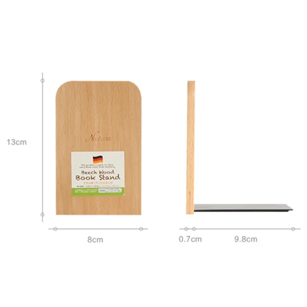 1Pc Desktop Organizer Office Home Bookends Books Holder Stand Holder Nature Beech Wood Storage Desk Shelf Bookend Book Accessory - Image 6