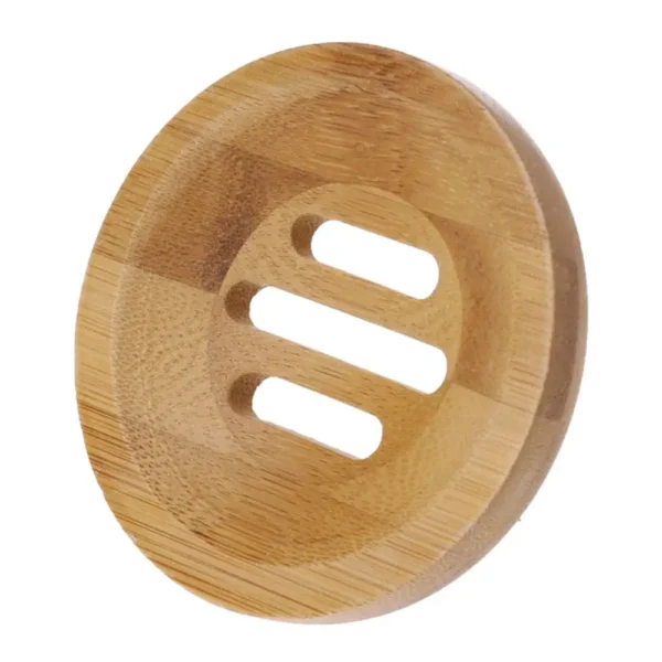 Natural Wood Soap Tray Holder Round Shape Container Storage Bathroom Stand Rack for Bathroom Kitchen - Image 3