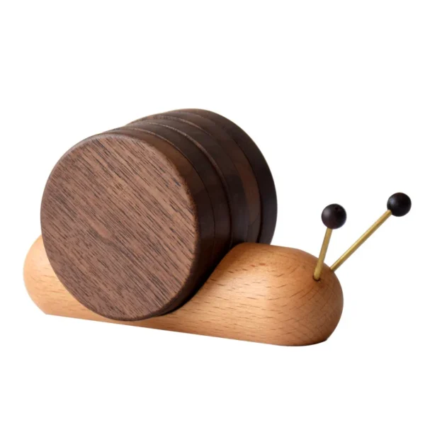 1 Set Wood Cup Mat Placemats for Table Snail Shaped Heat Insulation Pad Wooden Tea Coaster Tool Tea Tray Creative Gifts - Image 7