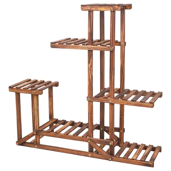 6 Tiered Wood Plant Flower Stand Shelf Planter Pots Shelves Rack Holder Display for Multiple Plants Indoor Outdoor Garden Patio - Image 4