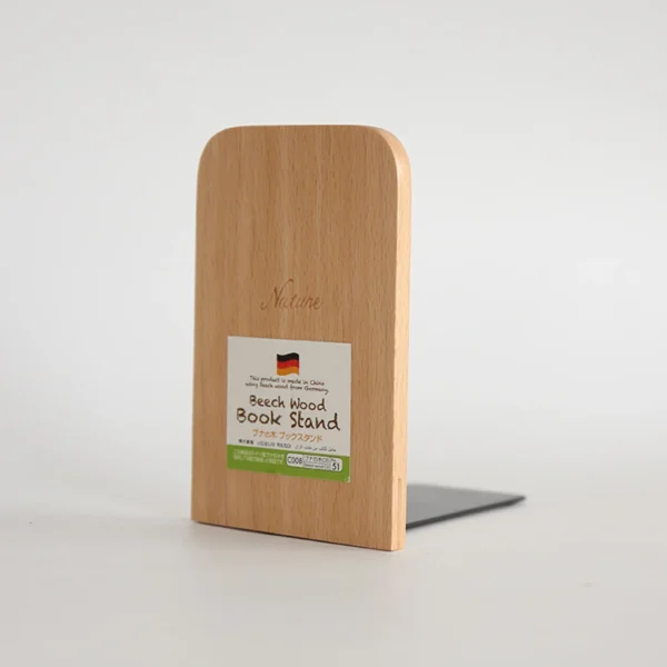 1Pc Desktop Organizer Office Home Bookends Books Holder Stand Holder Nature Beech Wood Storage Desk Shelf Bookend Book Accessory - Image 4
