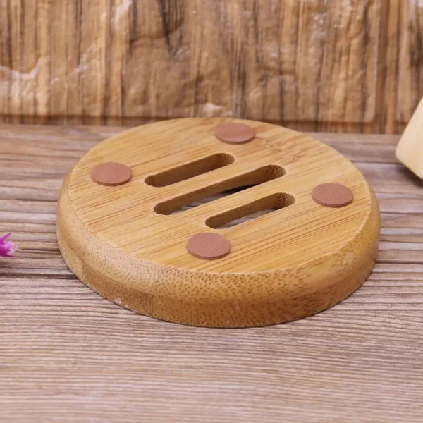 Natural Wood Soap Tray Holder Round Shape Container Storage Bathroom Stand Rack for Bathroom Kitchen - Image 5
