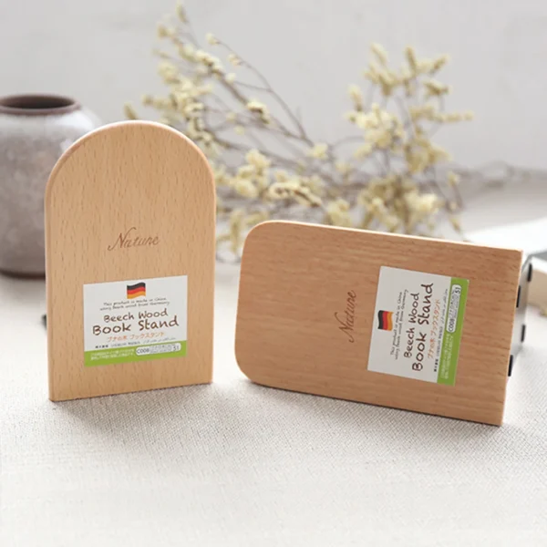 1Pc Desktop Organizer Office Home Bookends Books Holder Stand Holder Nature Beech Wood Storage Desk Shelf Bookend Book Accessory - Image 3