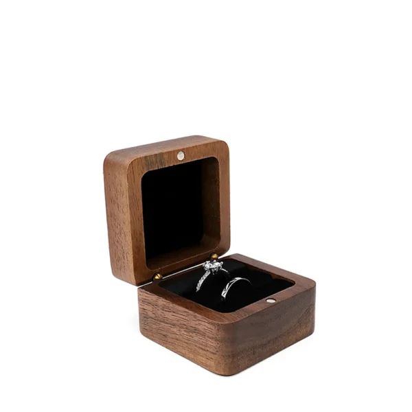 Diamond inlaid jewelry box, walnut solid wood wedding ring box, seeking marriage, diamond ring, Valentine's Day gift,  jewelry - Image 9