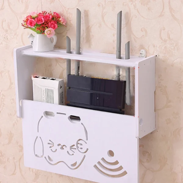 38x20x8.5cm Bins Wall-mounted Router Box No Drill Cable Router Storager Shelf Wall Hanging Bracket Cable Organizer Wifi Box - Image 7