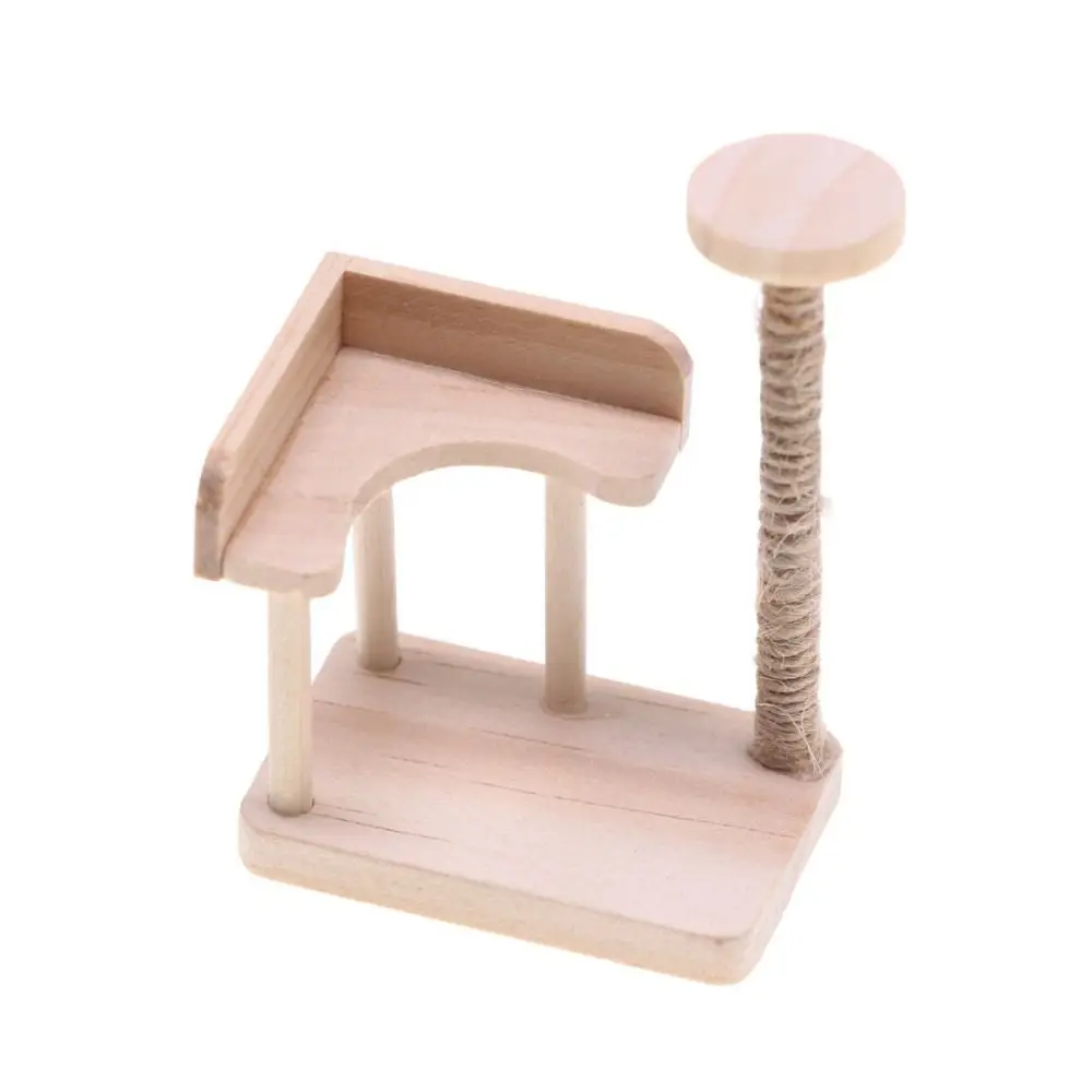 Wooden Miniature Cat Climbing Frame Cat Tree Cat Climbing Rack Dollhouse Cat Tree Model Reversible Mini - Image 7