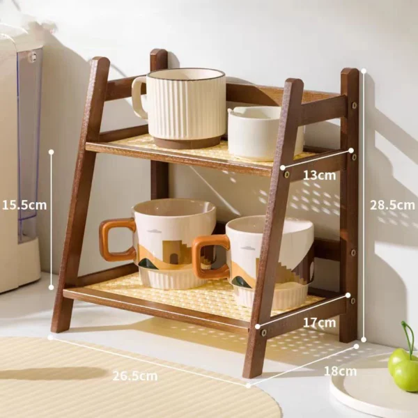 2 Layer Bamboo Storage Rack for Kitchen Spice Caddy Shelf Desktop Cabinet Organizer Display Rack Coffee Bar Counter Shelf - Image 8