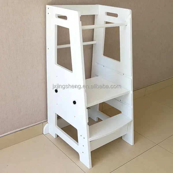 NEW Trending Wooden Kids Step-up Stool with Safety Rails Children Kitchen Helper Sustainable Toddler Learning Tower - Image 2
