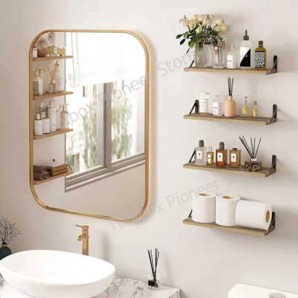 Wooden Wall Shelves Solid Wood Wall Hanging Floating Storage Shelf Bathroom Accessories Simple Design Shelves Supplies - Image 6