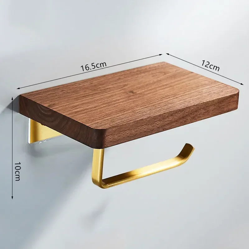 Self Adhesive Toilet Paper Holder Wooden Wall Mount Tissue Towel Roll Dispenser Luxury Paper Storage Holder Bathroom Wall Tray - Image 12