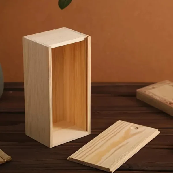 Pine Pull-out Box Sliding Cover Wooden Box Wooden Storage Box Log Drawer Wood Jewelry Organizer Case DIY Case - Image 5