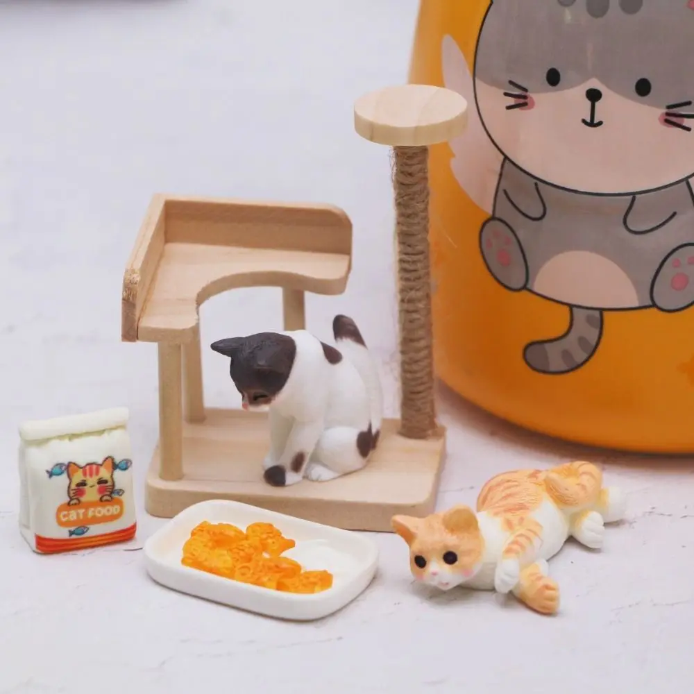 Wooden Miniature Cat Climbing Frame Cat Tree Cat Climbing Rack Dollhouse Cat Tree Model Reversible Mini - Image 4