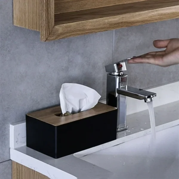 Tissue Box Napkin Holder Case Paper Box Container Bamboo Cover Solid Wood Hotel Storage Box Home Table Decoration - Image 2