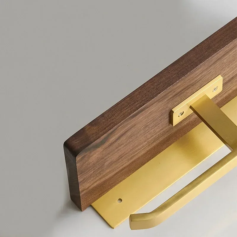 Self Adhesive Toilet Paper Holder Wooden Wall Mount Tissue Towel Roll Dispenser Luxury Paper Storage Holder Bathroom Wall Tray - Image 6