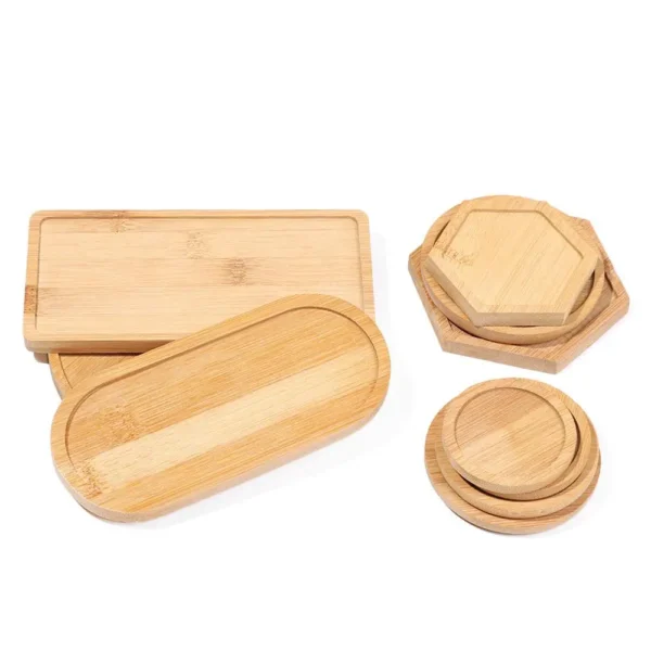 Multi Bamboo Tray Wood Saucer Flower Pot Tray Cup Pad Coaster Plate Kitchen Decorative Plate Creative Coaster Coffee Cup Mat - Image 6