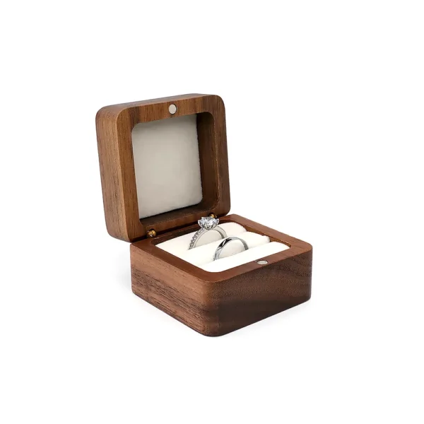 Diamond inlaid jewelry box, walnut solid wood wedding ring box, seeking marriage, diamond ring, Valentine's Day gift,  jewelry - Image 7