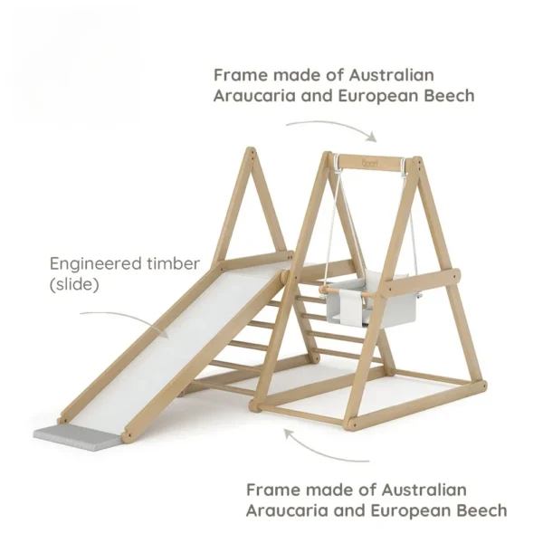 Climbing Frame Indoors with Swing Children Wooden Playground Small Indoor Jungle Gym Wooden Kids Balance Training Fitness - Image 2