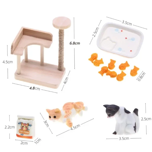Wooden Miniature Cat Climbing Frame Cat Tree Cat Climbing Rack Dollhouse Cat Tree Model Resin Reversible - Image 6