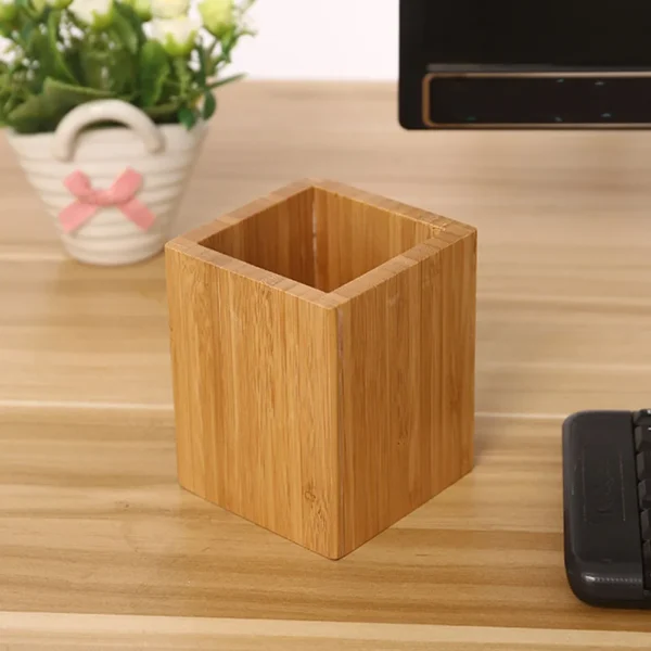 Bamboo Pen Holders Pencil Storage Basket Makeup Brush Container Desktop Organizer School Office Stationery - Image 4