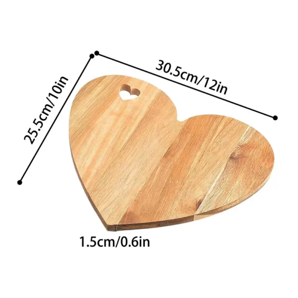 Heart Shaped Cutting Board Cheese Serving Platter Wood Bread Board for Kitchen Food Prep Meats Butter Serving Platter Tray - Image 13