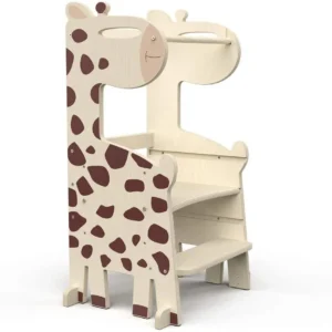 Children Kitchen step stool for kids Natural Wooden Climbing frame Montessori toddler Learning Tower with Slide and blackboard