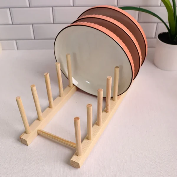 Multifunction Wooden Stand Rack Kitchen Dish Lid Drain Holder Organizer  Kitchen Sundries Rack Cups Shelf Table Book Display - Image 6