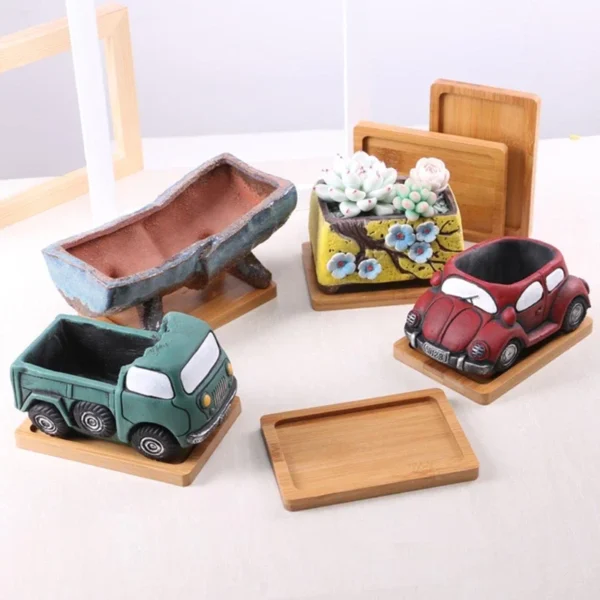 Multi Bamboo Tray Wood Saucer Flower Pot Tray Cup Pad Coaster Plate for Kitchen Decorative Plate Creative Coaster Coffee Cup Mat - Image 5