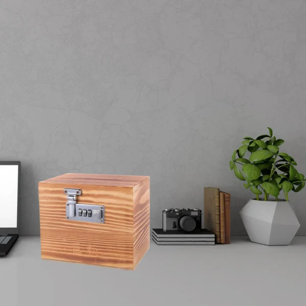 Money Jars for Adults Password Lock Cash Box The Office Gifts Piggy Bank Toy Boy Wood Holder Child Tray Decor - Image 5