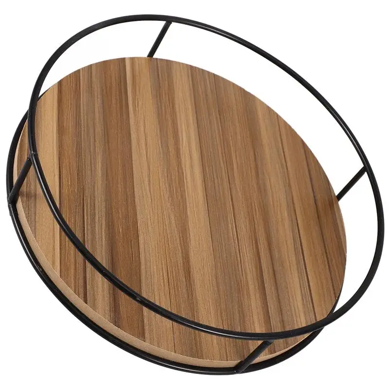 Shelf Storage Rack Shelves Makeup Organizer Rotating Spice Condiment Bathroom Tray Rotary Seasoning Jar Wooden Iron Organiser - Image 3