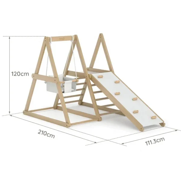 Climbing Frame Indoors with Swing Children Wooden Playground Small Indoor Jungle Gym Wooden Kids Balance Training Fitness - Image 3