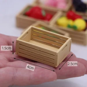 2Pc/Box Doll House Mini Wooden Fruit Frame ModelMiniature Food and Play Scene Small Cloth Storage and Storage Basket Decor