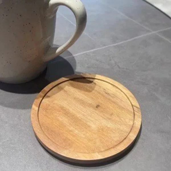 4 Inch Acacia Wood Coaster for Coffee Table Dining Table, Bar, Round Cup Mat for Drinks - Image 2