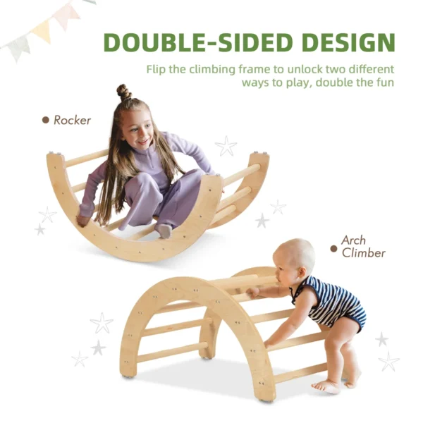 Climbing Triangle Set with Ramp indoor 3 in 1 Wooden Kids Triangle Children Climbing Frame with Ladder - Image 4