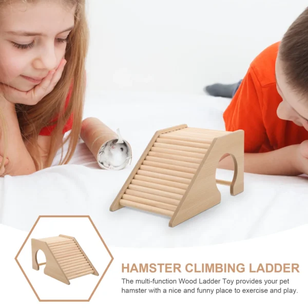 Wooden Hamster Toy Ladder Natural Safe Wood Small Pets Hideout Cage Guinea Pig Ramp Hamster Hut Houses Squirrel House Toys - Image 4
