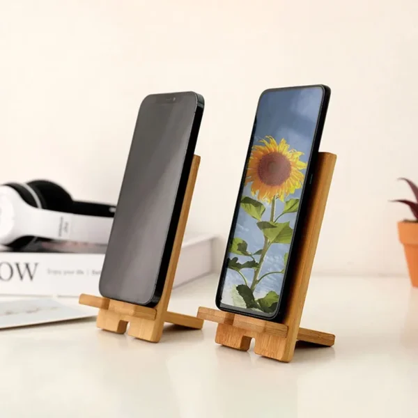 Desktop Bamboo phone holder Practical Wooden smartphone charging Stand Creative lazy multi-functional stand - Image 4