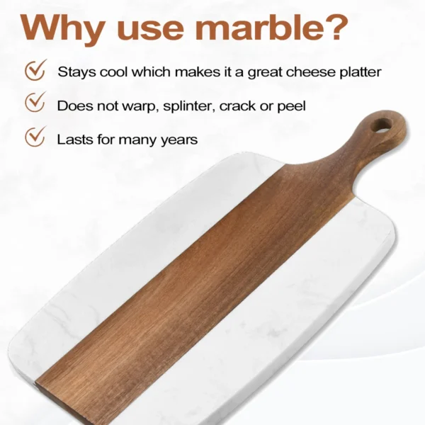 Leeseph Acacia Wood Marble Cutting Board, Charcuterie Board Party Plate Cheese Cutting Board for Kitchen, Restaurants, Party - Image 3