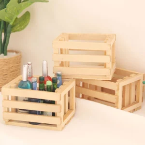 1Pcs Dollhouse Miniature Wooden Beer Frame Storage Basket Model  Mini Organizer Fruit Box Home Decor Kids Play Toys