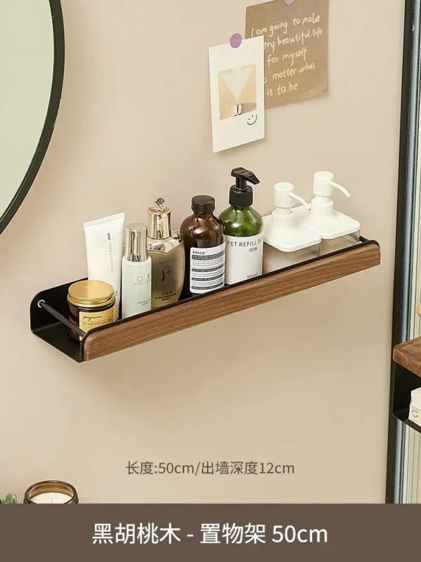 Black Walnut Multifunctional Bathroom Shelf Creative Wall Hanging Towel and Skin Care Product Rack for Stylish Storage Hot Sale - Image 10