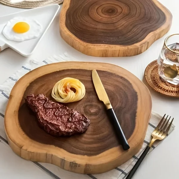 1 pc Round Wooden Cutting Board, Exquisite Acacia Cheese Board, Reversible Round Meat Cutting Board, Kitchen Accessories - Image 4