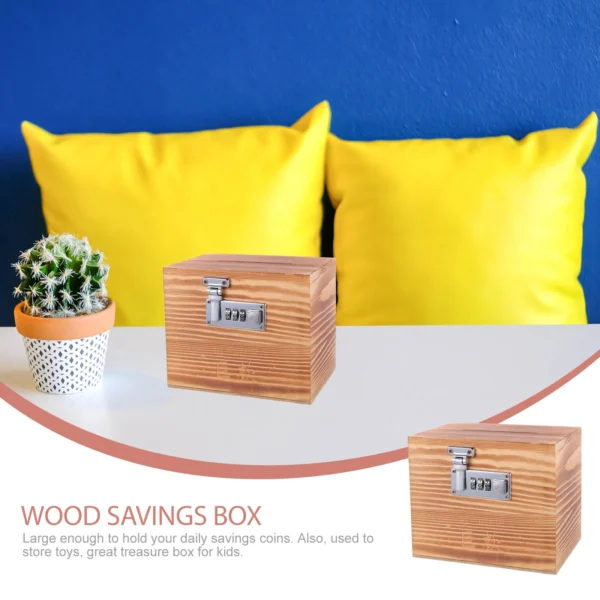 Money Jars for Adults Password Lock Cash Box The Office Gifts Piggy Bank Toy Boy Wood Holder Child Tray Decor - Image 6