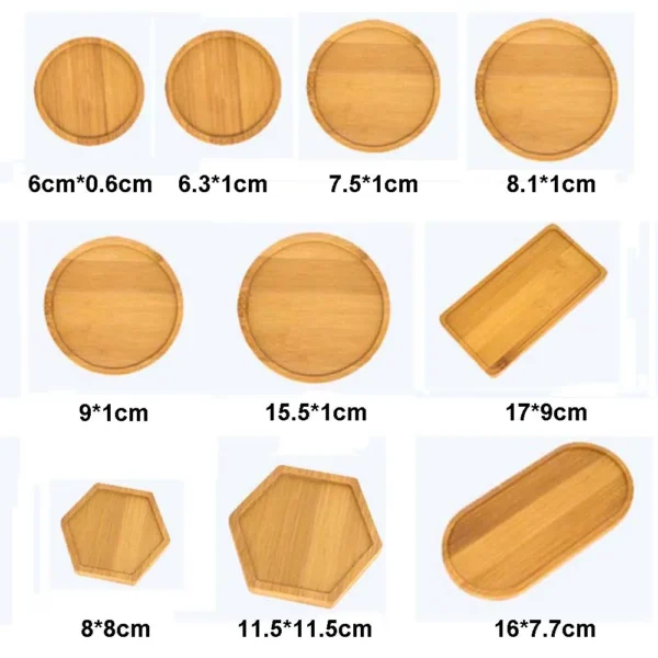 Multi Bamboo Tray Wood Saucer Flower Pot Tray Cup Pad Coaster Plate Kitchen Decorative Plate Creative Coaster Coffee Cup Mat - Image 5