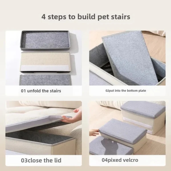 Pet Stairs Removable Non Slip Dog Bed Steps Washable Ladder Mats for Elderly Small Dogs Bedside Sofa Ladders Portable Pet Ramp - Image 5