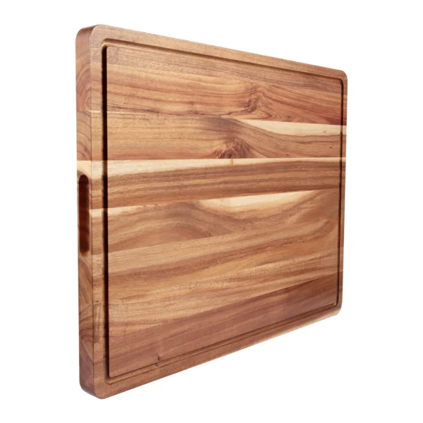 Acacia Extra Large Wood Cutting Board, Wooden Kitchen Block, Cheese Charcuterie Board, with Side Handles and Juice Grooves - Image 4