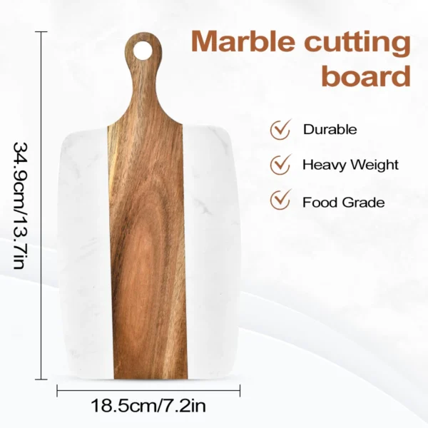 Leeseph Acacia Wood Marble Cutting Board, Charcuterie Board Party Plate Cheese Cutting Board for Kitchen, Restaurants, Party - Image 2