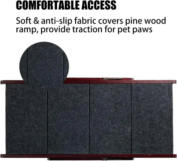 Wooden Pet Stairs/Pet Steps - 2-in-1 Foldable Stairs & Ramp for Beds and Cars - Portable Dog/Cat Ladder Up to 110 Pounds - Image 4