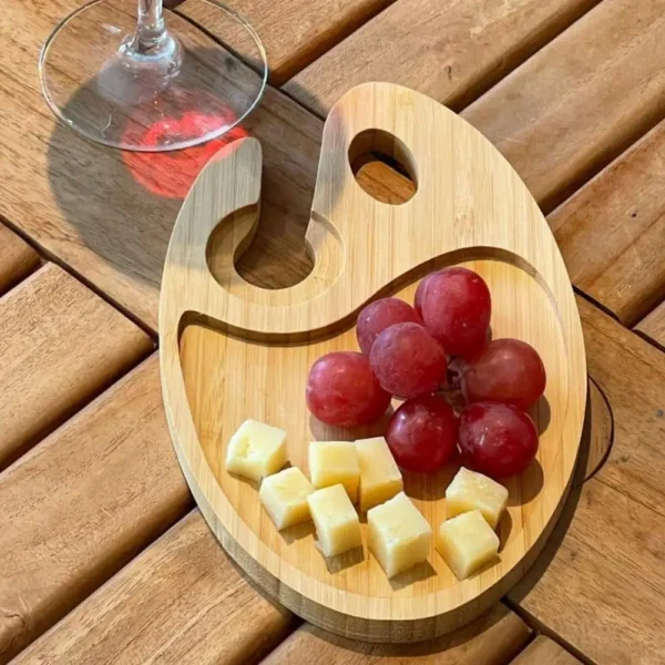 Wine Appetizer Plates Small Cheese Board Cocktail Plates with Glass Holder 8.5X5.25Inch Pine Wood Buffet Plates Small Cheese - Image 10
