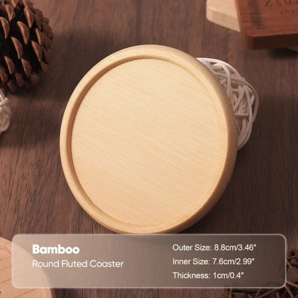 1PCS Solid Walnut Wood Coaster Round Square Beech Wood Cup Mat Durable Heat Resistant Tea Coffee Cup Pad Placemats 8.8cm/3.46in - Image 8