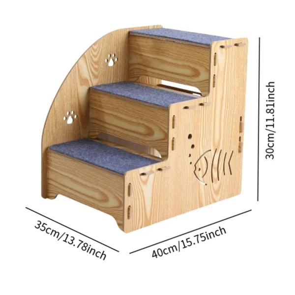 Wood Dog Stair Ladder Dog Climbing Ladder 3 Steps Non Slip Portable Pet Ramp Cat Stairs for Small Dogs Cats Indoor High Bed - Image 6